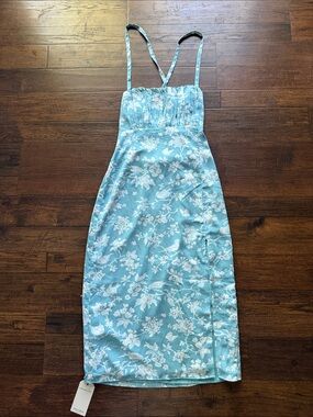 NWT | Abercrombie & Fitch Aqua Floral Midi Sundress